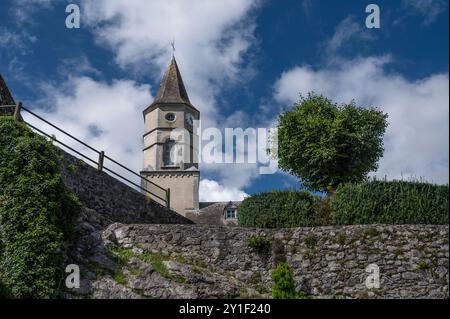 L'église Saint-Polycarpe de Castet dans la vallée d'Ossau en Béarn. France Banque D'Images