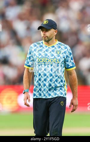 Prise à Birmingham, Royaume-Uni, le 06 septembre 2024 au Warwickshire County Cricket Club, Edgbaston. Photo #23, Jake Lintott du Warwickshire lors du match de finale Vitality Blast Quarter 2024 entre Warwickshire CCC et Gloucestershire CCC image est à usage éditorial seulement - crédit à Stu Leggett via Alamy Live News Banque D'Images