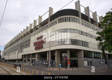 Bucarest, Roumanie. 21 août 2024 : Superbet Arena-Giulesti (stade Giulesti), stade de l'équipe de football du FC Rapid Bucarest. Banque D'Images