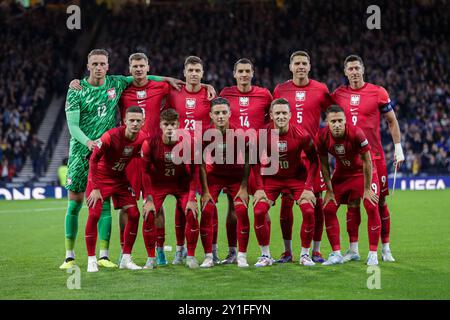 Équipe de Pologne vue lors du match de football de l'UEFA Nations League 2024/2025 entre l'Écosse et la Pologne à Hampden Park. Score final ; Écosse 2:3 Pologne. Banque D'Images