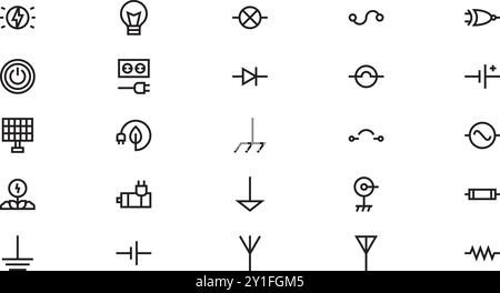 Icônes de symboles électroniques Collection d'icônes vectorielles de haute qualité avec trait modifiable. Idéal pour les projets professionnels et créatifs. Illustration de Vecteur