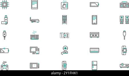 Icônes électroniques Collection d'icônes vectorielles de haute qualité avec un trait modifiable. Idéal pour les projets professionnels et créatifs. Illustration de Vecteur