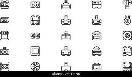 Icônes de réalité virtuelle Collection d'icônes vectorielles de haute qualité avec Stroke modifiable. Idéal pour les projets professionnels et créatifs. Illustration de Vecteur