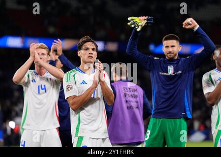 Parigi, France. 06 septembre 2024. Samuele Ricci (Italie) célèbre l'Italie lors du match de football de l'UEFA Nations League 24-25 entre la France et l'Italie (groupe B) au Parc des Princes, Paris, France - 6 septembre 2024. Sport - Soccer . (Photo de Fabio Ferrari/LaPresse) crédit : LaPresse/Alamy Live News Banque D'Images