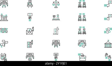 Icônes élections de vote Collection d'icônes vectorielles de haute qualité avec contour modifiable. Idéal pour les projets professionnels et créatifs. Illustration de Vecteur