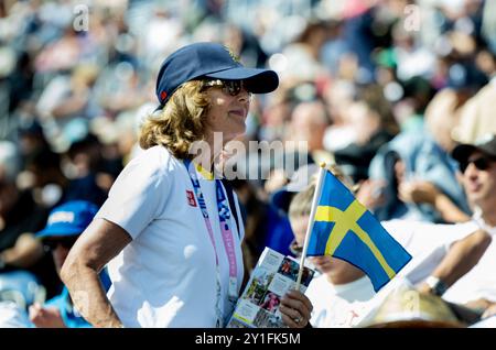 Paris, France. 06 septembre 2024. PARIS 20240906 la reine Silvia assiste à la compétition par équipes de dressage aux Jeux paralympiques de Paris. Photo : Christine Olsson/TT/Code 10430 crédit : TT News Agency/Alamy Live News Banque D'Images