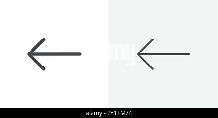 Icône flèche Collection de contour plat en fond noir et blanc Illustration de Vecteur