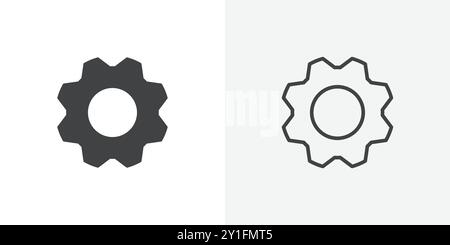 Icône Paramètres Collection de contours plats en arrière-plan noir et blanc Illustration de Vecteur