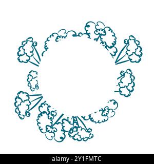 Couronne avec fleurs abstraites turquoises, illustration de couleur Banque D'Images