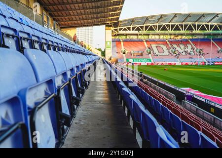 Wigan, Royaume-Uni. 6 septembre 2024. Super League Rugby : Wigan Warriors vs Hull KR au Brick Stadium. Vue générale avant le match. Crédit James Giblin/Alamy Live News. Banque D'Images