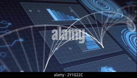 Image du brin d'adn et du traitement des données numériques sur la ceinture Banque D'Images