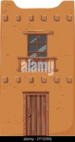 Illustration d'une maison rustique mexicaine en adobe Illustration de Vecteur