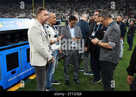 Sao Paulo, Sao Paulo, Brésil. 6 septembre 2024. Sao Paulo (SP), 09/06/2024 Ã¢â‚¬' NFL/AMERICAN FOOTBALL/SP - le président des Corinthians Augusto Melo, lors de l'ouverture du match entre Green Bay Packers et Philadelphia Eagles, ce vendredi 6 septembre, au Neo Quimica Arena de Sao Paulo. (Crédit image : © Leco Viana/TheNEWS2 via ZUMA Press Wire) USAGE ÉDITORIAL SEULEMENT! Non destiné à UN USAGE commercial ! Banque D'Images