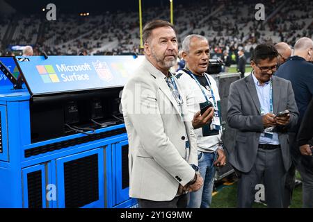 Sao Paulo, Sao Paulo, Brésil. 6 septembre 2024. Sao Paulo (SP), 09/06/2024 Ã¢â‚¬' NFL/AMERICAN FOOTBALL/SP - le président des Corinthians Augusto Melo, lors de l'ouverture du match entre Green Bay Packers et Philadelphia Eagles, ce vendredi 6 septembre, au Neo Quimica Arena de Sao Paulo. (Crédit image : © Leco Viana/TheNEWS2 via ZUMA Press Wire) USAGE ÉDITORIAL SEULEMENT! Non destiné à UN USAGE commercial ! Banque D'Images