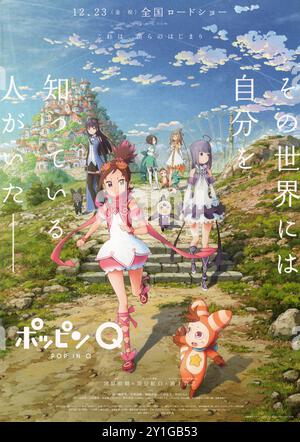 Affiche de film Japon pour film d'animation Flyer pour Pop in Q ou Poppin Q. Banque D'Images