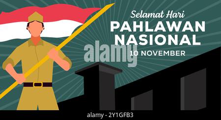 Hari Pahlawan Nasional illustration de bannière horizontale Illustration de Vecteur