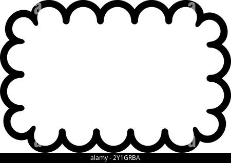 Cadre rectangulaire festonné. Bordure carrée à bord festonné. Forme simple d'étiquette et d'autocollant. Cadre en dentelle à silhouette florale. Illustration vectorielle Illustration de Vecteur