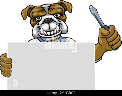 Outil de tournevis pour chien Bulldog d'électricien Handyman Illustration de Vecteur