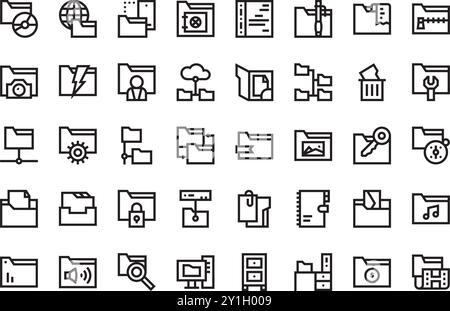 Dossiers icônes Collection d'icônes vectorielles de haute qualité avec contour modifiable. Idéal pour les projets professionnels et créatifs. Illustration de Vecteur