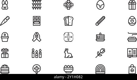 Icônes de Pâques Collection d'icônes vectorielles de haute qualité avec Stroke modifiable. Idéal pour les projets professionnels et créatifs. Illustration de Vecteur