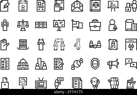Icônes élections de vote Collection d'icônes vectorielles de haute qualité avec contour modifiable. Idéal pour les projets professionnels et créatifs. Illustration de Vecteur