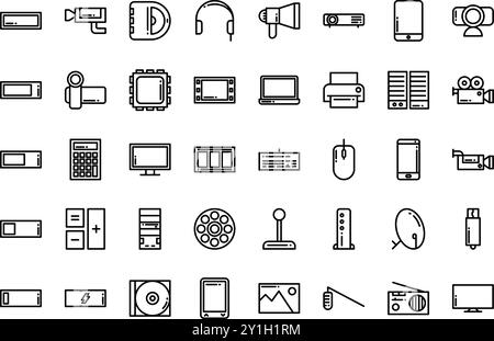 Icônes électroniques Collection d'icônes vectorielles de haute qualité avec un trait modifiable. Idéal pour les projets professionnels et créatifs. Illustration de Vecteur