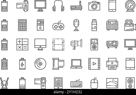 Icônes électroniques Collection d'icônes vectorielles de haute qualité avec trait modifiable. Idéal pour les projets professionnels et créatifs. Illustration de Vecteur