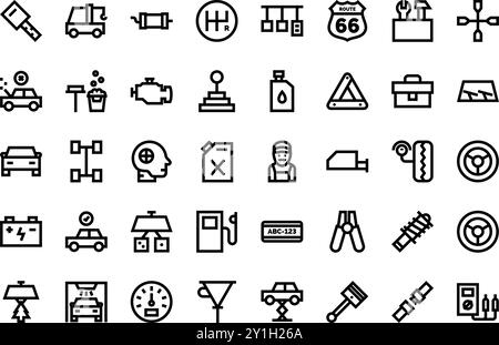 Icônes d'éléments mécaniques Collection d'icônes vectorielles de haute qualité avec contour modifiable. Idéal pour les projets professionnels et créatifs. Illustration de Vecteur