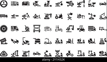 Icônes de véhicules de construction Collection d'icônes vectorielles de haute qualité avec Stroke modifiable. Idéal pour les projets professionnels et créatifs. Illustration de Vecteur