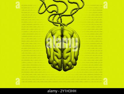 Interface cerveau-ordinateur, illustration conceptuelle. Banque D'Images