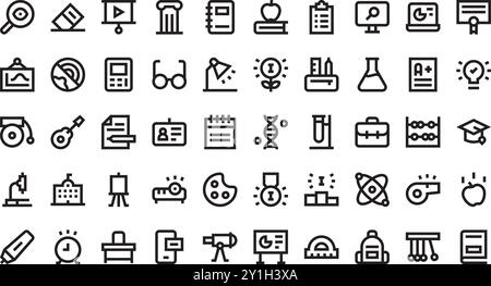 Icônes d'éducation Collection d'icônes vectorielles de haute qualité avec trait modifiable. Idéal pour les projets professionnels et créatifs. Illustration de Vecteur