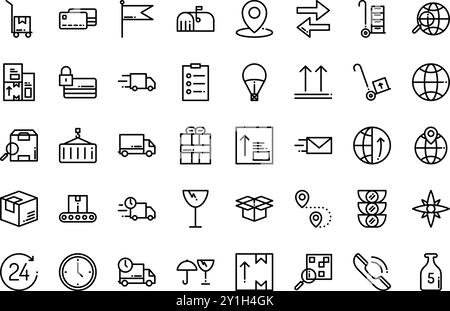 Icônes de livraison d'expédition Collection d'icônes vectorielles de haute qualité avec trait modifiable. Idéal pour les projets professionnels et créatifs. Illustration de Vecteur