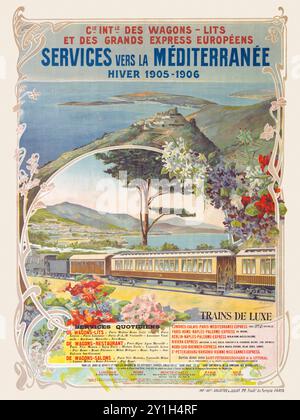 Compagnie internationale des wagons-lits de Henri Gray (1858-1924). Affiche publiée en 1905 en France. Banque D'Images