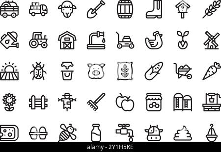 Icônes agricoles Collection d'icônes vectorielles de haute qualité avec trait modifiable. Idéal pour les projets professionnels et créatifs. Illustration de Vecteur