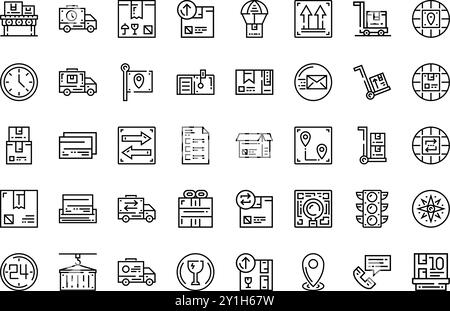 Icônes d'expédition et de livraison Collection d'icônes vectorielles de haute qualité avec trait modifiable. Idéal pour les projets professionnels et créatifs. Illustration de Vecteur