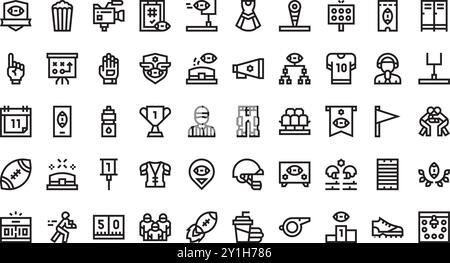 Icônes du championnat de football américain Collection d'icônes vectorielles de haute qualité avec Stroke modifiable. Idéal pour les projets professionnels et créatifs. Illustration de Vecteur