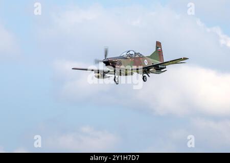 Armée de l'air slovène - Pilatus PC-9M, arrivée à la RAF Fairford pour se produire au Royal International Air Tattoo 2024. Banque D'Images