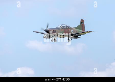 Armée de l'air slovène - Pilatus PC-9M, arrivée à la RAF Fairford pour se produire au Royal International Air Tattoo 2024. Banque D'Images