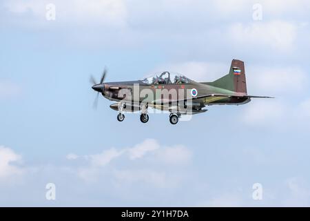 Armée de l'air slovène - Pilatus PC-9M, arrivée à la RAF Fairford pour se produire au Royal International Air Tattoo 2024. Banque D'Images