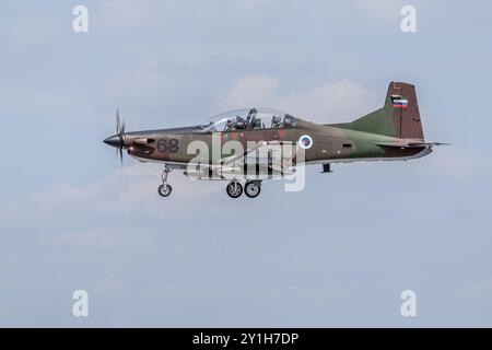 Armée de l'air slovène - Pilatus PC-9M, arrivée à la RAF Fairford pour se produire au Royal International Air Tattoo 2024. Banque D'Images