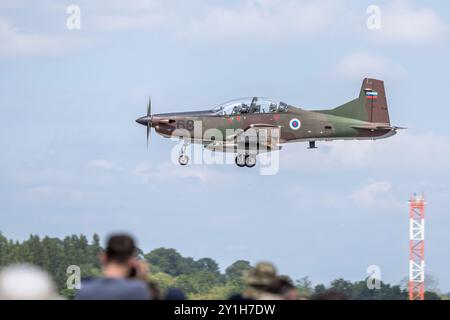 Armée de l'air slovène - Pilatus PC-9M, arrivée à la RAF Fairford pour se produire au Royal International Air Tattoo 2024. Banque D'Images