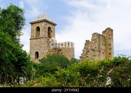 Vieux Campomaggiore, village fantôme, Potenza, Basilicate, Italie Banque D'Images