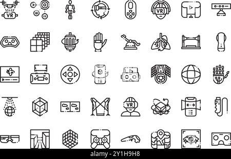 Les icônes de réalité virtuelle pack Collection d'icônes vectorielles de haute qualité avec Stroke modifiable. Idéal pour les projets professionnels et créatifs. Illustration de Vecteur
