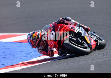 Misano Adriatico, Italie. 7 septembre 2024. Pedro ACOSTA (SPA) - Red Bull GASGAS Tech3 au tournant 14 lors de la séance qualificative du MotoGP Gran Premio Red Bull di San Marino 2024 à Misano Adriatico (Italie), 13ème manche du Championnat du monde MotoGP 2024. Crédit : Riccardo Righetti/Alamy Live News Banque D'Images