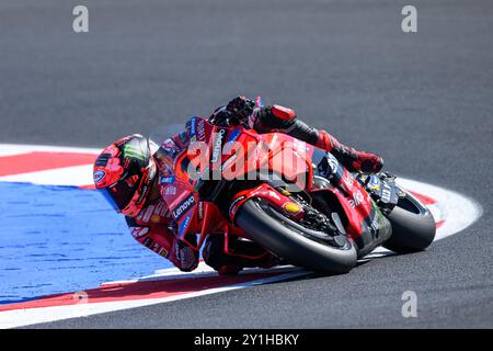 Misano Adriatico, Italie. 7 septembre 2024. Francesco Bagna (ITA) - Ducati Lenovo Team au tournant 14 lors de la session qualificative du MotoGP Gran Premio Red Bull di San Marino 2024 à Misano Adriatico (Italie), 13ème manche du Championnat du monde MotoGP 2024. Il a conclu la séance avec le tour le plus rapide. Crédit : Riccardo Righetti/Alamy Live News Banque D'Images