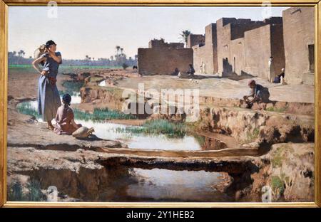 Gustave Guillaumet (Puteaux 1840 - Paris 1887), la Seguia, près de Biskra, Algérie, 1884, musée d'Orsay, Paris, France. Banque D'Images