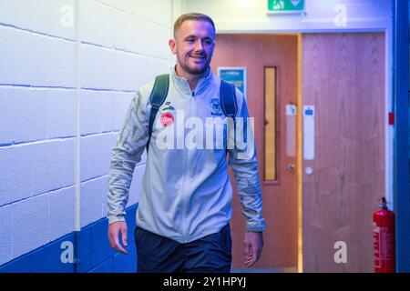 Warrington, Royaume-Uni. 07 septembre 2024. Ben Currie de Warrington Wolves arrive avant le match Betfred Super League Round 25 Warrington Wolves vs St Helens au stade Halliwell Jones, Warrington, Royaume-Uni, le 7 septembre 2024 (photo par Gareth Evans/News images) à Warrington, Royaume-Uni le 7/9/7/2024. (Photo de Gareth Evans/News images/SIPA USA) crédit : SIPA USA/Alamy Live News Banque D'Images