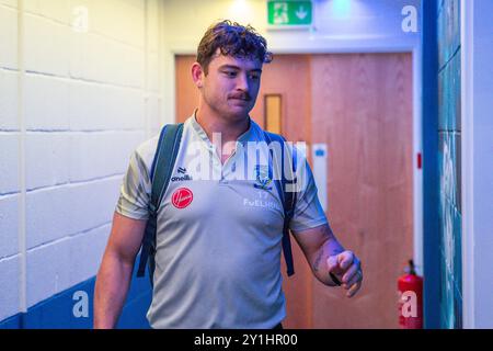 Warrington, Royaume-Uni. 07 septembre 2024. Jordan Crowther de Warrington Wolves arrive avant le match Betfred Super League Round 25 Warrington Wolves vs St Helens au stade Halliwell Jones, Warrington, Royaume-Uni, le 7 septembre 2024 (photo par Gareth Evans/News images) à Warrington, Royaume-Uni le 7 septembre 2024. (Photo de Gareth Evans/News images/SIPA USA) crédit : SIPA USA/Alamy Live News Banque D'Images