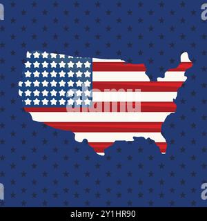 Drapeau américain dans American Map Blue background Vector Art Illustration de Vecteur