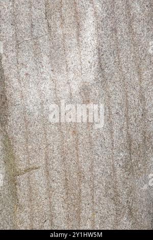Gros plan photo d'une texture de roche granulée. La roche contient des blancs, du gris et de l'argent avec des lignes verticales. Avec espace de copie. Banque D'Images
